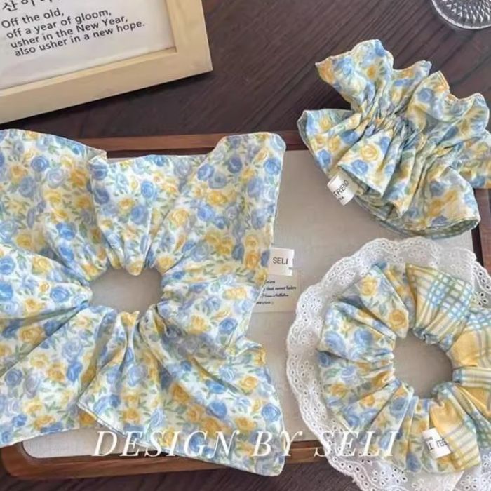 Floral Scrunchie Hair Ties - Soft Cottagecore Style with Bow Detail