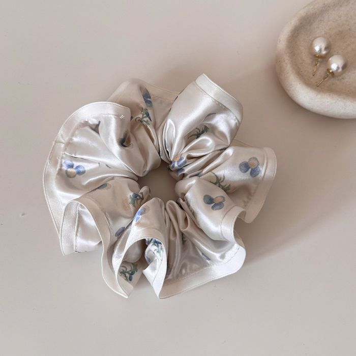 Satin Flower Scrunchie - Blue Lily of the Valley Hair Tie