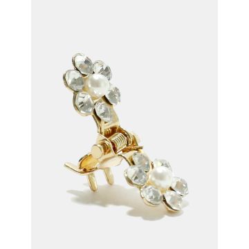 Luxury Rhinestone & Pearl Floral Mini Hair Clip - Bridal & Party Hair Accessory