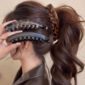 Large Volumizing Ponytail Banana Clip - Non-Slip Hair Jaw with Textured Grip