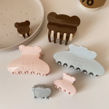 Cute Elephant Cream Pink Large Claw Clip - Sweet Animal Hair Accessory for Women
