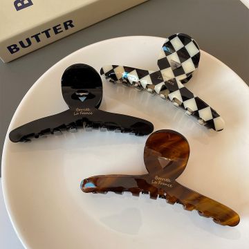 Korean Style Acetate Hair Claw Clip - Large Premium Leopard Print & Solid Color Hair Accessories for Thick Hair
