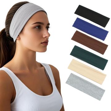 Premium Cotton Sports Headbands - Soft Elastic Sweat-Wicking Yoga Headbands for Men & Women