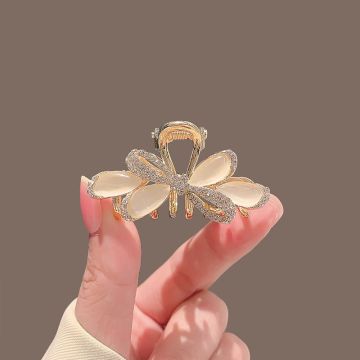 Wheat Ear Rhinestone Bow Claw Clip - Korean Style Small Hair Accessory for Women