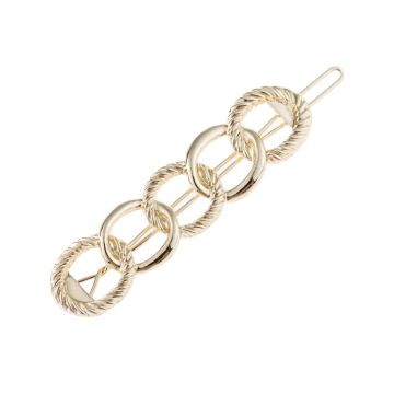 Chic Chain Link Frog Hair Clip - Five-Ring Statement Alloy Claw Clip for Women
