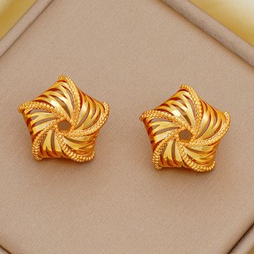 Geometric Cutout Crystal Earrings - Gold Woven Statement Jewelry for Everyday Wear