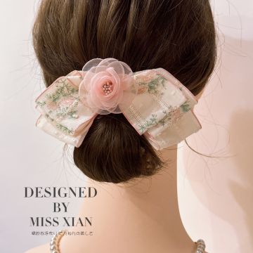 Vintage Rose Bow Hair Clip - Sweet Korean Style Butterfly Flower Spring Hair Accessories