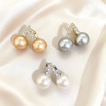 Elegant Pearl & Cubic Zirconia Stud Earrings - 18K Gold Plated with 925 Sterling Silver Post