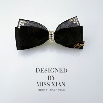 Korean Rhinestone Bow Hair Clip - Elegant Spring Barrette with Crystal Detail
