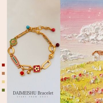 Handcrafted Vintage Floral Drop Oil Bracelet - Colorful Chinese Retro Style Statement Jewelry