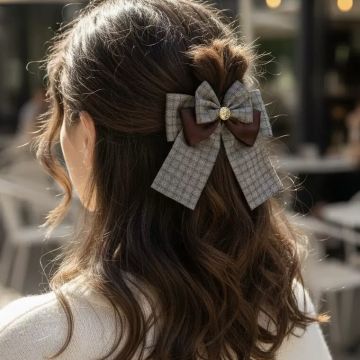 Vintage Plaid Bow Hair Clips - French-Inspired Retro Style Spring Accessories for Women