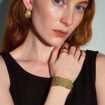 Colorful Threaded Brass Cuff Bracelet - Adjustable Vintage-Inspired Open Bangle