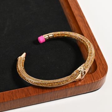 Creative Enamel Pencil Eraser Bracelet - Unique Geometric Open Bangle for Women
