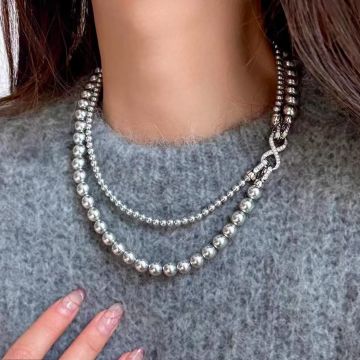 Convertible Double-Layer Faux Pearl Necklace - Minimalist Elegant Choker for Women