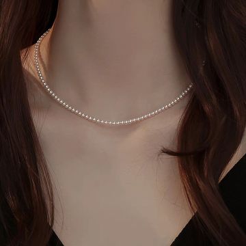 Delicate Baby Pearl Necklace - French Style Layered Collar Chain with Magnetic Closure
