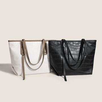 ANNMUU Textured Stone-Trend Tote Bag - Large Capacity Soft PU Leather Shoulder Bag for Daily Commute