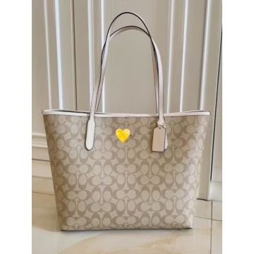 City33 Large Capacity Tote Bag - Classic Monogram Print Shoulder Handbag for Daily Use