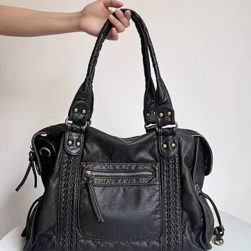 Large Capacity Washed Tote Bag for Women - Casual Crossbody Shoulder Handbag for Work & Daily Commute