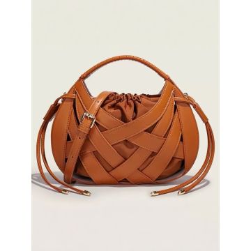 Chic Woven Drawstring Crossbody Bag - 2026 Spring Korean Style Dumpling Purse
