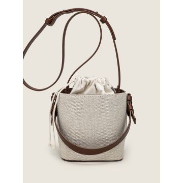 Minimalist Canvas Bucket Bag - Versatile Shoulder & Crossbody Purse