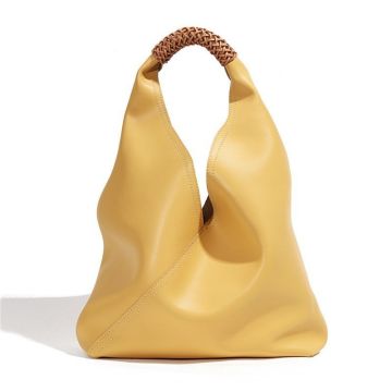 Genuine Leather Hobo Tote Bag - Large Capacity Woven Design Handbag for Daily Commute