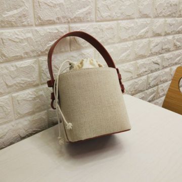 Korean Style Canvas Bucket Bag - Color Block Drawstring Shoulder & Crossbody Bag