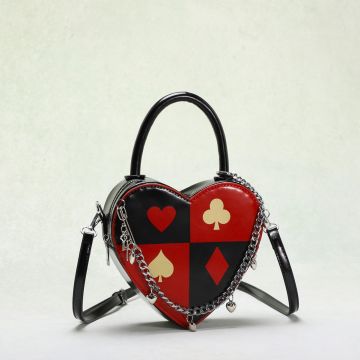 2026 Heart Shape Chain Bag - Creative Poker Print Handbag & Crossbody Purse