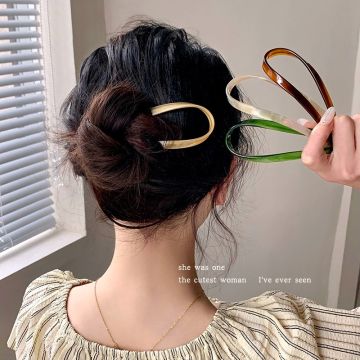 Acetate U-Shaped Hair Pin - Iridescent Mermaid Style Hair Fork for Traditional & Modern Hairstyles