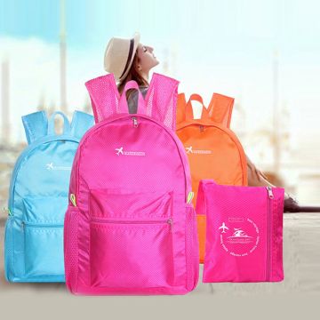 Korean-Style Foldable Nylon Travel Backpack - Lightweight Diamond Grid Daypack