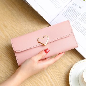 2023 Heart-Shaped Long Wallet with Multi-Card Slots & Phone Compartment - Premium PU Leather