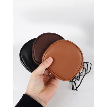 Genuine Leather Coin Pouch with Zipper & Lanyard - Minimalist Unisex Keychain Wallet