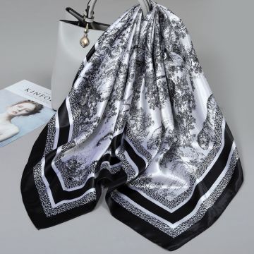 Women's Elegant 90x90cm Printed Square Scarf - Lightweight Polyester Fashion Accessory for Business & Casual Wear
