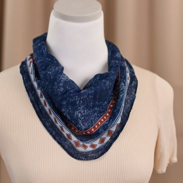Vintage Paisley Print Triangle Scarf with Tassel - Cotton-Poly Blend Bandana