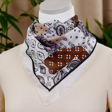 Cotton Blend Paisley Triangle Scarf with Tassel Detail - Ethnic Style Neck Accessory
