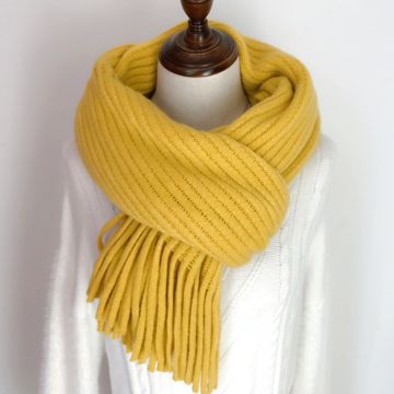 Korean-Style Chunky Knit Tassel Scarf - Soft Warm Winter Accessory for Women