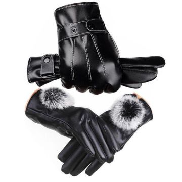 Touchscreen Compatible Leather Winter Gloves - Thermal Waterproof Unisex Motorcycle Riding Gloves