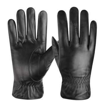 Men's Winter Lambskin Leather Gloves - Touchscreen Thermal Motorcycle Riding Gloves with Anti-Slip Grip