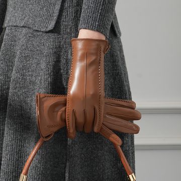 Women's Genuine Lambskin Leather Gloves - Touch Screen Compatible Winter Warm Fleece Lined Driving Gloves