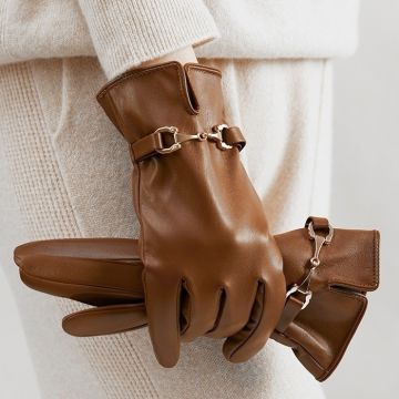 Women's Chic PU Leather Gloves - Touch Screen Compatible, Warm & Windproof Driving Gloves for Fall & Winter
