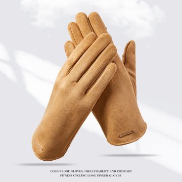 Unisex Premium Suede Winter Gloves with Fleece Lining and Touchscreen Compatibility