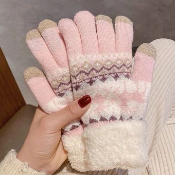 Women's Winter Knit Touchscreen Gloves - Soft Fleece-Lined Thermal Gloves