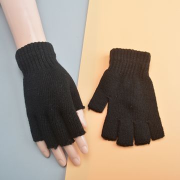 Premium Wool Half-Finger Gloves - Unisex Warm Knit Fingerless Gloves for Winter Work & Typing