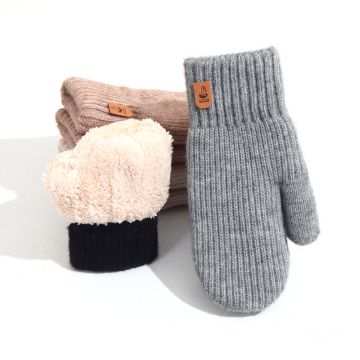 Double-Layer Fleece Lined Winter Knit Gloves - Unisex Thermal Mittens for Cold Weather