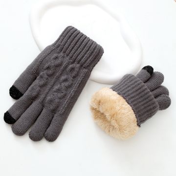 Men's Double-Layer Fleece-Lined Touchscreen Winter Gloves - Warm Knit Gloves with Arctic Fleece Lining