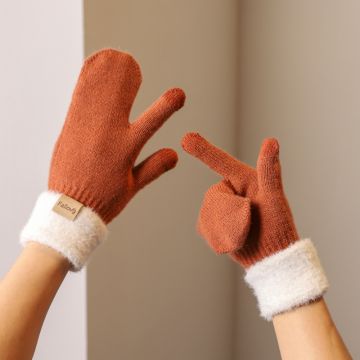 Women's Warm Touchscreen Knit Gloves - Thickened Thermal Winter Gloves with Faux Cashmere Lining