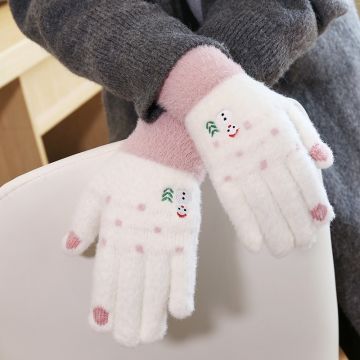 Women's Winter Touchscreen Gloves - Warm Fleece Lined Anti-Slip Five-Finger Gloves for Cycling & Daily Wear