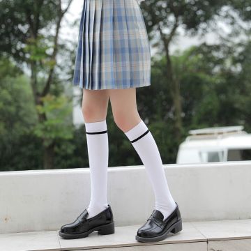 Women's Cotton Striped Knee-High Socks - Breathable & Comfortable Japanese Style Crew Socks