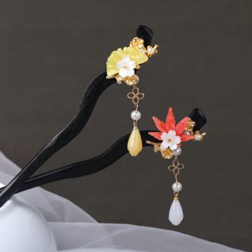 Traditional Chinese Wooden Hairpin with Elegant Tassel - New Chinese Style Hair Accessory
