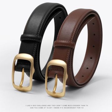 Women's Genuine Leather Pin Buckle Belt - Minimalist Versatile Fashion Belt for Casual & Office Wear