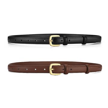 Women's Classic Pin Buckle Belt - Slim PU Leather Belt for Jeans, Minimalist Alloy Clasp